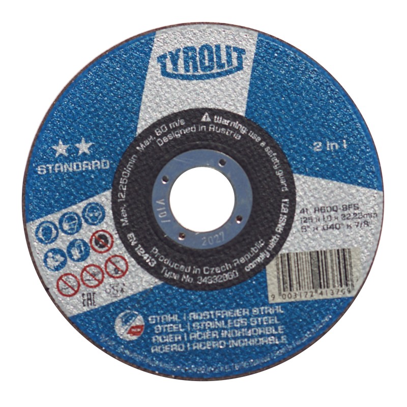 Ściernice do cięcia 2w1 Tyrolit 34332860 125x1,0x22,23 A60Q-BFS Opak. 25 szt.