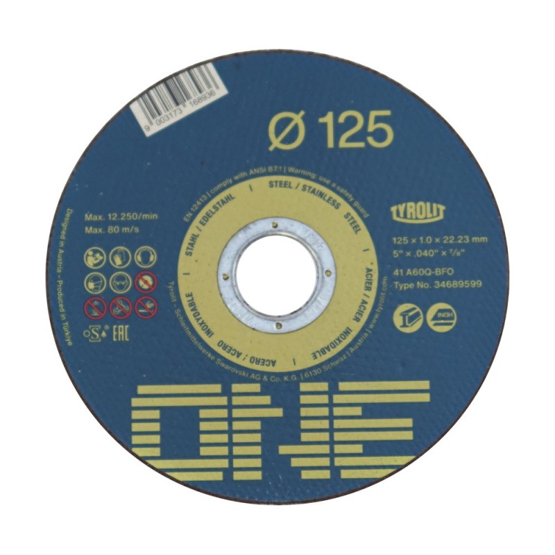 Ściernice do cięcia Tyrolit One 125x1,0x22,23 A60Q-BFO T41 Opak. 100 szt.