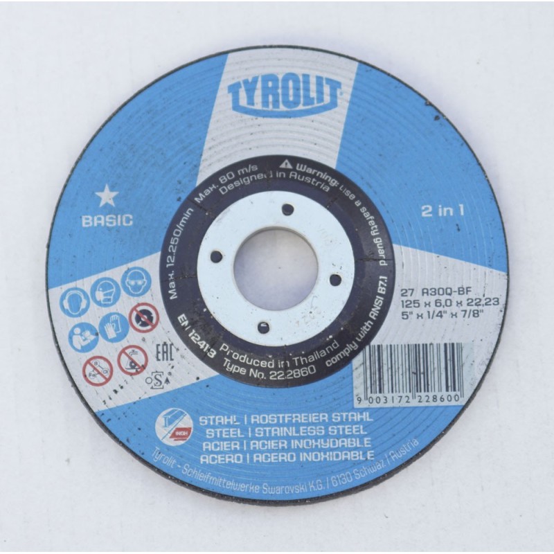 Tarcze do szlifowania Tyrolit 222860 125x6,0x22,23 A30-BF-BASIC Typ 27 Opak 10 szt.