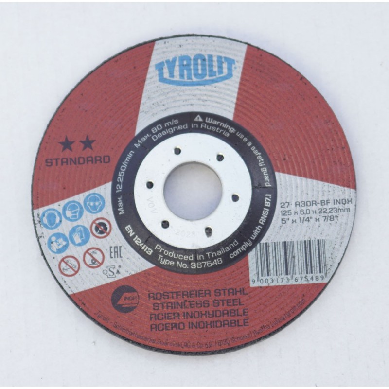 Tarcze do szlifowania Tyrolit 367548 125x6,0x22,23mm A30R-BFINOX Typ 27 Opak. 10 szt.