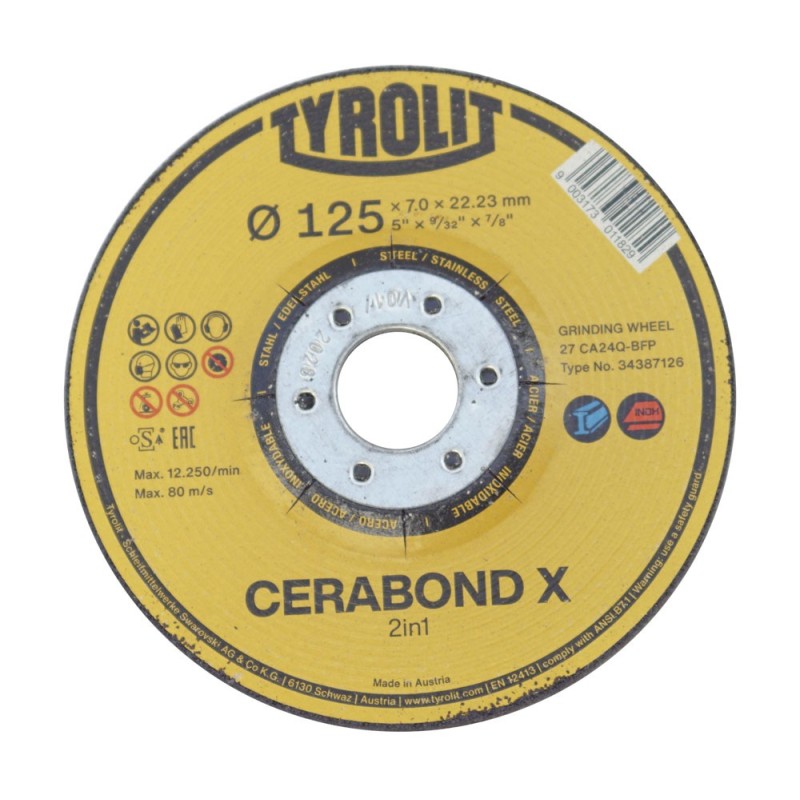 Tarcze do szlifowania Tyrolit Cerabond X 3438716 125x7,0x22,23mm CA24Q-BFP