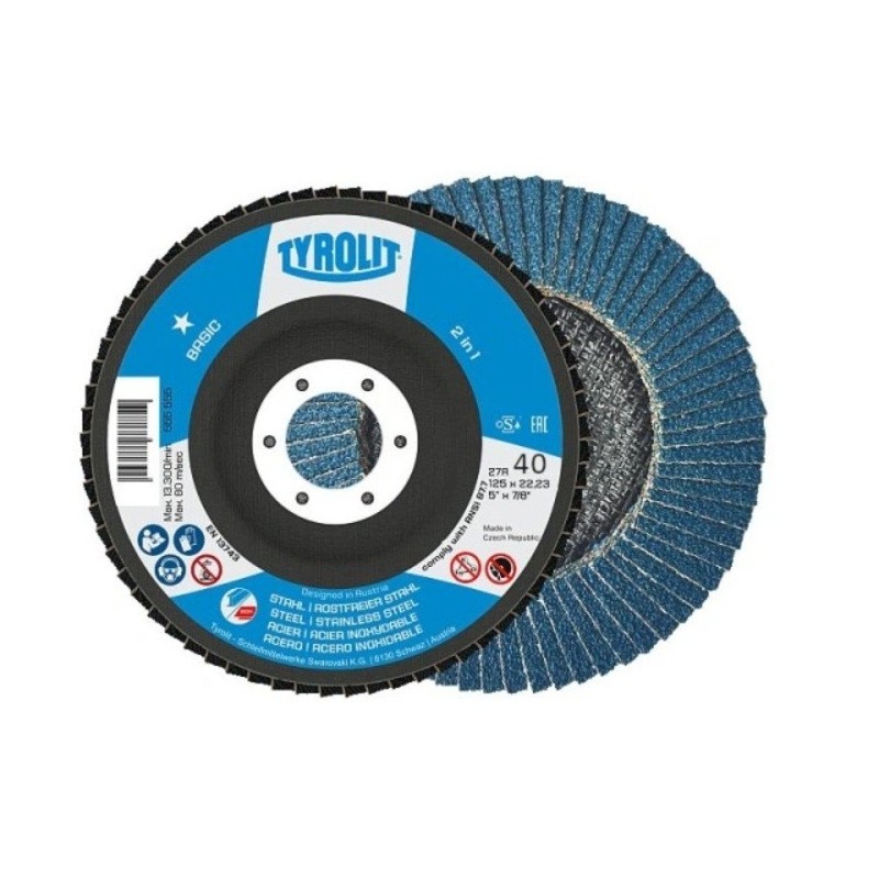 Tarcza ścierna lamelkowa Basic 27A 125 x 22,23 mm Typ 27A kątowa ZA40-B gradacja 40 opakowanie 10 szt.